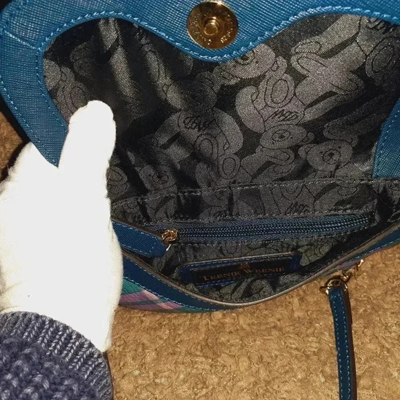 TEENIE WEENIE GOLD BEAR-Mini Crossbody-Blue/Pink Plaid Bag-NWOT - Picture 4 of 4